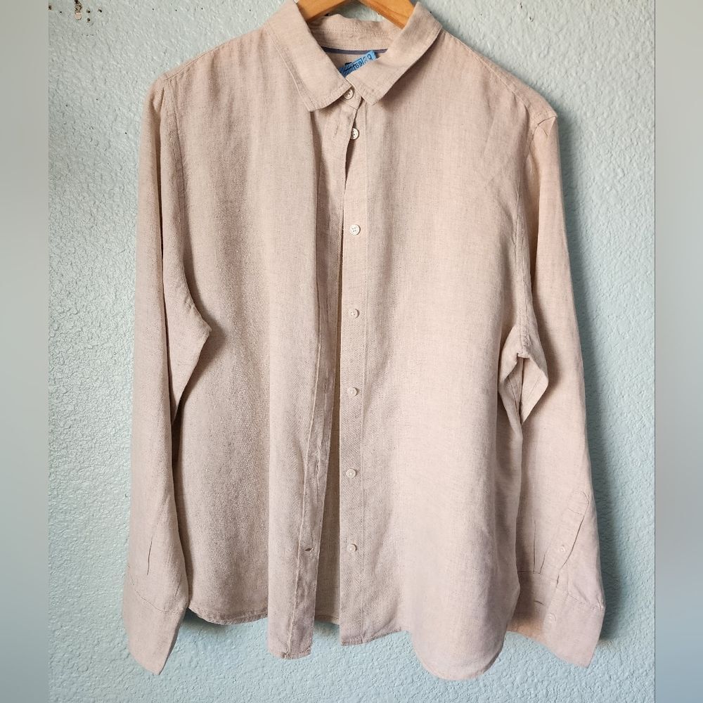 J. Crew Baird McNutt Light Tan Button Down Linen  Shirt - Picture 6 of 11